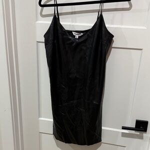 Steve Madden Black Faux Leather Slip Dress